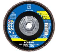PFERD Z Start STEELOX Flap Disc, 4-1/2" Diameter, 5/8"-11 Thread, 60 Grit, Type 29, Conical, Zirconia - Use on Steel & Stainless Steel (Pack of 10) - Part 63922