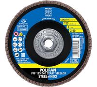 PFERD Z Start STEELOX Flap Disc, 5" Diameter, 5/8"-11 Thread, 40 Grit, Type 27, Flat, Zirconia - Use on Steel & Stainless Steel (Pack of 10) - Part 63930