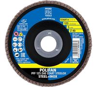 PFERD Z Start STEELOX Flap Disc, 5" Diameter, 7/8" Arbor, 40 Grit, Type 27, Flat, Zirconia - Use on Steel & Stainless Steel (Pack of 10) - Part 63918