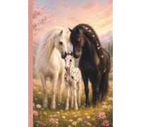 Pferde Notizbuch Mädchen: Stute und Fohlen auf Blumenwiese für Pferdefans: 100 linierte Seiten im A5-Format, Geschenk zum Geburtstag für Kinder, junge Reiterinnen und Pferdeliebhaber