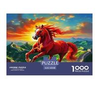 Pferde-Puzzle Vintage-Edition 1000 Teile Rotes Pferd galoppiert strahlend Tolle Geschenkidee 52x38cm/1000 Teile