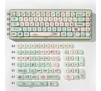 Pffiocix 1Set Cartoon Keycaps Set Milk Green Colorful Theme for 60/64/84/98/108 Gaming Mechanical