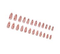 Pffiocix 24 Pcs Almond Shape False Nails Heart Full Covers Stick on Nails Glossy Artificial Nails Valentines Day Press On