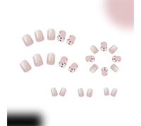 Pffiocix 24pcs Short Square Press On Nails Black White Floral Designs Glitters False Nails Manicure Nails Art for Women