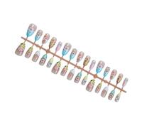 Pffiocix Almond Press on Nails Glossy Fake Nails Stick on Nails in 15sizes,30Pcs French Nails Tips for Nails Art