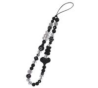 [Pffiocix] Beaded Phone Charm Strap Dice Strap Handmade Chain Heart Women Beads Wrist Phone, フリーサイズ