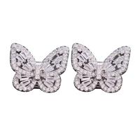 Pffiocix Butterfly Rhinestones Clip on Earbuds Open Ear, Removable Ear Accessories Decoration Rhinestones Earphone Charm