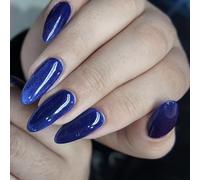 Pffiocix Cats Eyes Press on Nails Glitters Almond Acrylic Fake Nails Reusable Stick on Nails for Nails Art Manicure