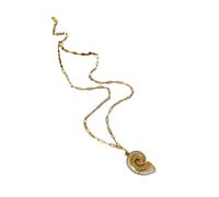 Pffiocix Contemporary Starfishes and Conch Necklace with Rhinestones Inlay and Oil Drip Designs for Fashionable