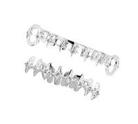 [Pffiocix] Creative Star Design Copper Teeth Grillz Curved Hollow Construction Lightweight 10g Jewelry Accessories Travel Friendly Smile Accessories