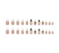 Pffiocix Elegant French Styles Almond Press On Nails with 3D Floral Designs Stick on Nails for A Sweet and Stylish