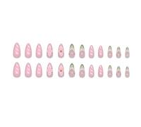 Pffiocix Elegant Nails Art Set with French 3D Floral Designs Almond Press on Nails Acrylic False Nails Manicure for Women