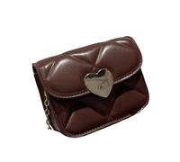 [Pffiocix] Fashion Small Crossbody Bag PU Leather Satchel Quilted Shoulder Bag with Chain Strap PU Leather Crossbody Bag for Women and Girls, Braun, One size