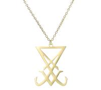 Pffiocix For Creative Satan Symbol Necklace Hip Hop Punk Devil Jewelry Sigil Of Stainless Steel Pendant Chain Satan Symbol