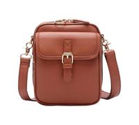 [Pffiocix] Functional Crossbody Bag for Women Vintage PU Leather Adjustable Shoulder Bag with Adjustable Strap Card Organizer Wallet Phone with Card Slots, Braun
