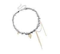 Pffiocix Handmade Beaded Heart Tassels Pendant Necklace Featuring Unique Irregular Designs and Fringe Shape for Fashionable