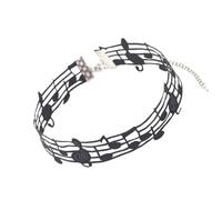 Pffiocix Handmade Black Short Necklace Featuring Unique Musical Notes Design Women Jewelry for Fashionable Women and Music