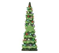 Pffiocix Illuminated Resin Christmas Tree Statue With Multicolor LED Light Miniature Ornament For Mantels Tabletop Illuminated Ornament