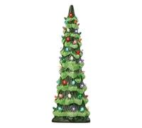 Pffiocix Illuminated Resin Christmas Tree Statue With Multicolor LED Light Miniature Ornament For Mantels Tabletop Illuminated Ornament