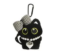 Pffiocix Lovely Black Cat Plush Keychain Adorable Animal Coin Purse Accessory Unique Hanging Pendant for Women