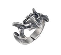 [Pffiocix] Personalized Mens Punk Skull Ring Punk Retro Mens Skull Ring Silver Cool Jewelry Accessories Black