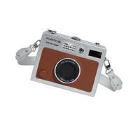 [Pffiocix] Retro Style Camera Shoulder Bag Women's Fashion Accessories PU Comfortable Crossbody Bag with Adjustable Strap Trendy Crossbody Camera for Daily Use, silver brown