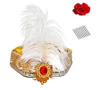 Pffiocix Shimmering Dance Event Hat Stage Show Headwear with Decorative Sequined Feathered for Folk Performers Hexagonal Hat for