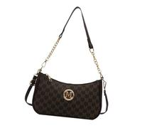 [Pffiocix] Single Shoulder Handbag Practical PU Leather Evening Wallet Trendy Pattern Fashion Crossbody Bag Women Fashion Letter Print Handbag, coffee