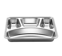 Pffiocix Stainless Steel Divided Dinner Tray Lunch Container Food Plate for School Cantee Dishes Set