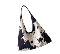 Pffiocix Stylish Cow Print Bag for Women Spacious Shoulder with Comfortable Strap Practical Polyester Casual Outfit Essential Large Capacity Polyester Shoulder