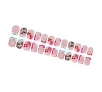 Pffiocix Valentine's Day Press On Nails Letter Print Short Square False Nails Set Stick on Nails Manicure Nails Art for Elegant
