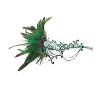[Pffiocix] Venetian Eye Feather Half Face Mask Eye Mask Masquerade Prom Halloween Party Cosplay Photography Costume Accessories Set for Men Adult Women