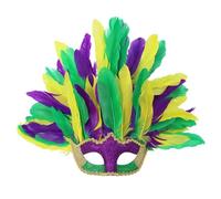 Pffiocix Venetian Women's Feather Lace Masquerade Halloween Christmas Half Face Mask Eye Mask Cosplay Props Costume Accessory Set for Men Adult Women