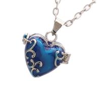 Pffiocix Vintage Brass Heart Resin Locket Necklace with Storage Compartment Adjustable Clavicle Chain Accessories