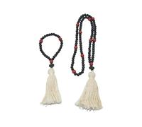 [Pffiocix] Wooden Prayer Beads Necklace with Cross and Bead Tassel Catholic Religious Jewelry Set Unisex Wooden Rosary Beads Cross Necklace Bracelet Jewelry Set Rosary Prayer Charm Bead Tassel