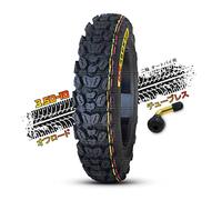 PFHKTO 3.50-10 Tire Tubeless Off-Road 350-10 58J Motorcycle Tire for Scooter, Front and Rear Wheels, High Grip Type, For Two Wheels, Motorcycles (Red and Yellow Coil Decoration)
