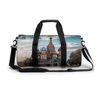 Pfhorn Flower Fairy Gym Bag Small Travel Duffle Bag with Compartment Carry On Weekender Bag for Women Men, St Basil Cathedral Red Square In Moscow, 17.7in/9in/9in