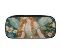 Pfhorn Flower Fairy Pencil Case Waterproof Leather Pencil Pouch Multi-purpose Aesthetic Makeup Bag Cute Pen Bag Large Cosmetic Bag for Office Stationery, Travel