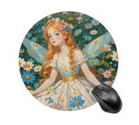 Pfhorn Flower Fairy Round Mouse Pad Funny Mousepad with Non-Slip Rubber Base 7.8 Inch Waterproof Office Mouse Pad Premium Textured for Laptop Computer