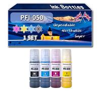 PFI-050 Ink Bottles Compatible for Canon imagePROGRAF TC-20 TC-20M TC-21 TC-21M Printers, High-Definition Printing Effect with Chip, 1400 Pages (2 Set)