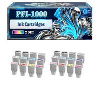 PFI-1000 Ink Cartridges Compatible for Canon ImagePROGRAF Pro 1000 Printers, With Chip Large Capacity 2000 Pages (2 Set)