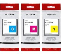 PFI-107 130-ml Ink Tank Set(3-Pack, 1Cyan, 1Magenta, 1Yellow) VASRINK Compatible PFI-107C PFI-107M PFI-107Y Replacement for Canon iPF680 685 780 785 Printer