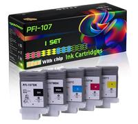 PFI-107 Compatible for Canon Ink Cartridges with Chip IimageProGRAF 685 770 780 785 680 Printers (1 Set)