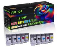 PFI-107 Compatible for Canon Ink Cartridges with Chip IimageProGRAF 685 770 780 785 680 Printers (2 Set)