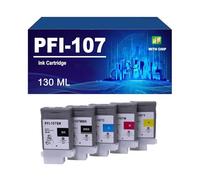 PFI-107 Ink Cartridge Compatible For Canon Pro IPF670 IPF680 IPF685 IPF770 IPF780 IPF785 Printers, High Yield Ink PFI-107BK PFI-107MK PFI-107C PFI-107M PFI-107Y,5 Colors-1 Set