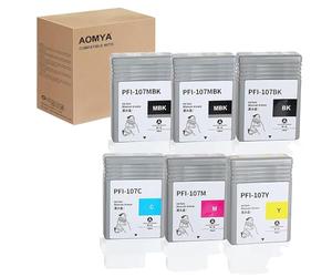 PFI-107 Ink Cartridges 6pack Compatible for Canon PFI107 Ink Tanks Set Replacement for Canon imagePROGRAF iPF680 iPF685 iPF780 iPF785 Printer,PFI-107MBK PFI-107BK PFI-107C PFI-107M PFI-107Y
