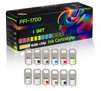 PFI-1700 Compatible for Canon Ink Cartridges with Chip imagePROGRAF PRO-2000 PRO-2100 PRO-4000F PRO-4100 PRO-4100S Printers (1 Set)