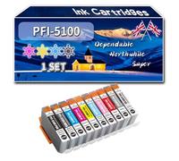 PFI-5100 Ink Cartridges Compatible for Canon imagePROGRAF PRO-310 Printers, High-Definition Printing Effect with Chip, 300 Pages (1 Set)