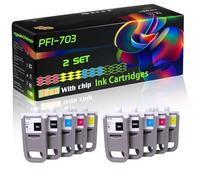 PFI-703 Compatible for Canon Ink Cartridges with Chip imagePROGRAF iPF810 iPF815 iPF820 Printers (2 Set)