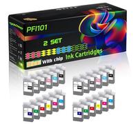 PFI101 Compatible for Canon Ink Cartridges with Chip imagePROGRAF iPF5000 iPF5100 iPF6000s iPF6100 Printers (2 Set)